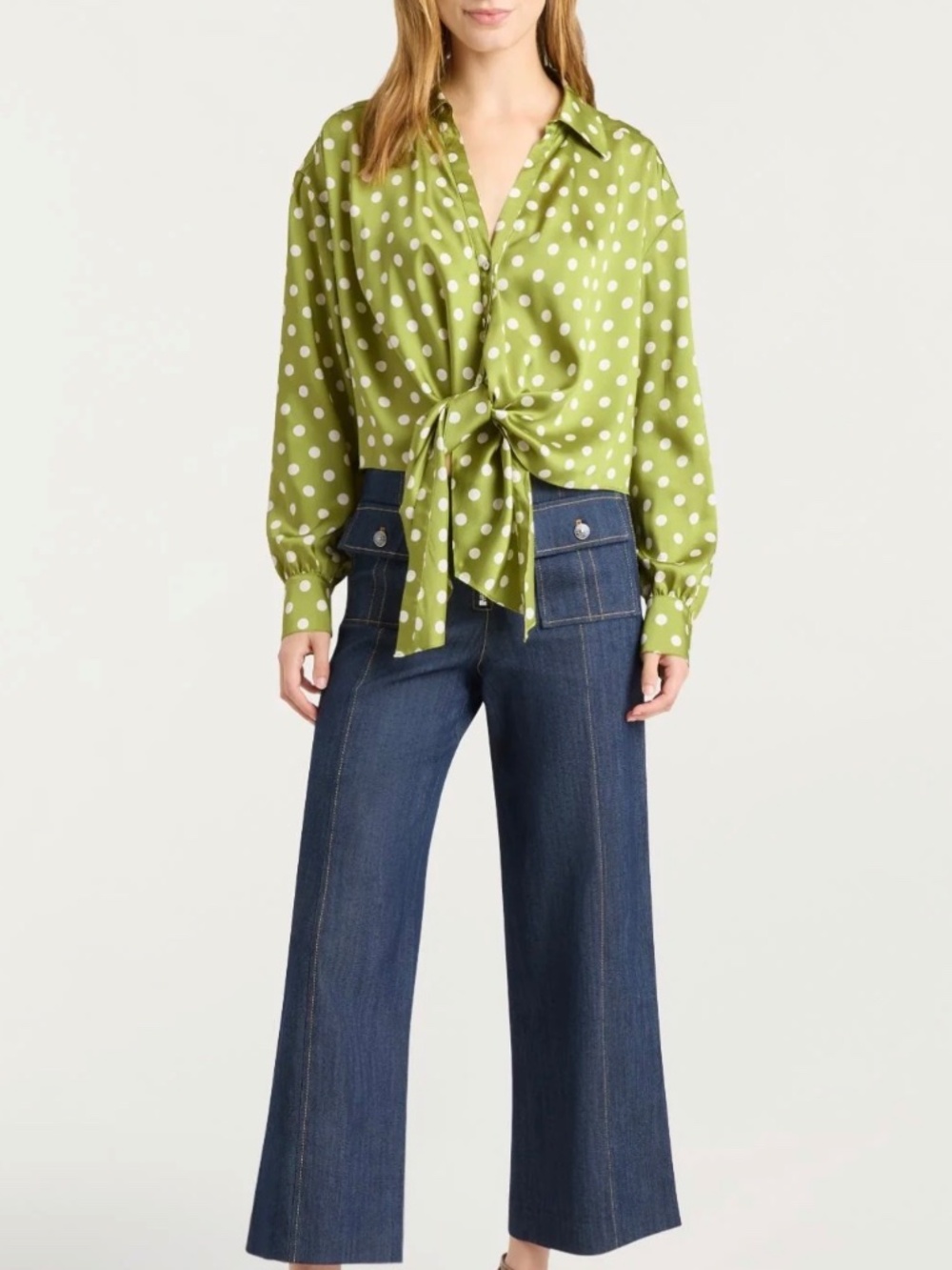 NWT CINQ a SEPT Camille Polka Dot Marianna Top Size M Color Pickle/ivory - Picture 10 of 10